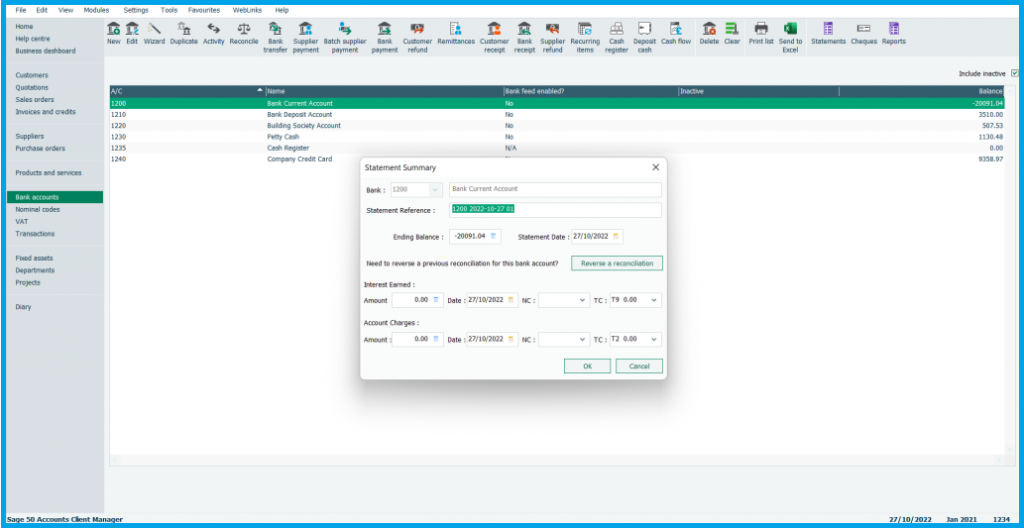 Guide for Sage 50 Bank Reconciliation
