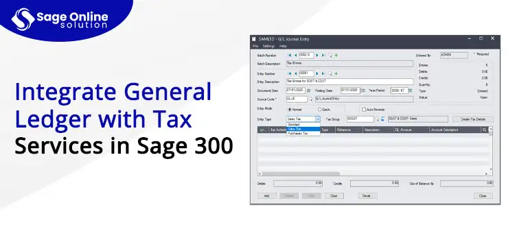 Integrate General Ledger with Tax Services in Sage 300 