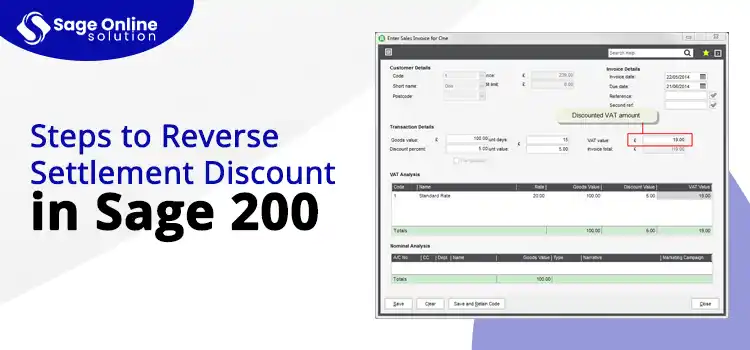 Steps to Reverse Settlement Discount in Sage 200