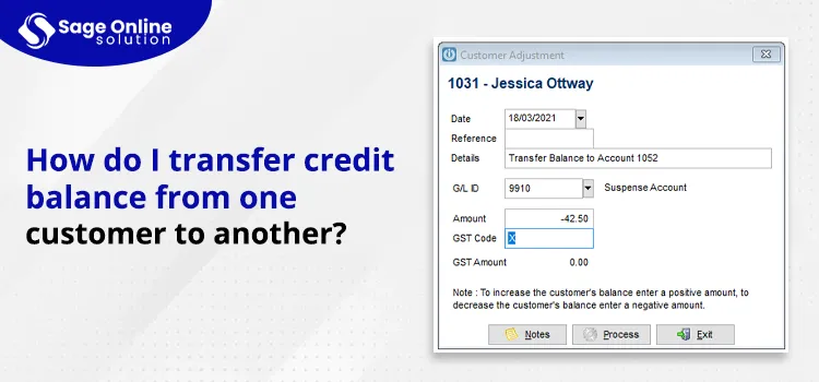 transfer credit balance from one customer to another