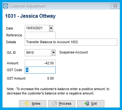 Transfer Credit Balance to Another Customer